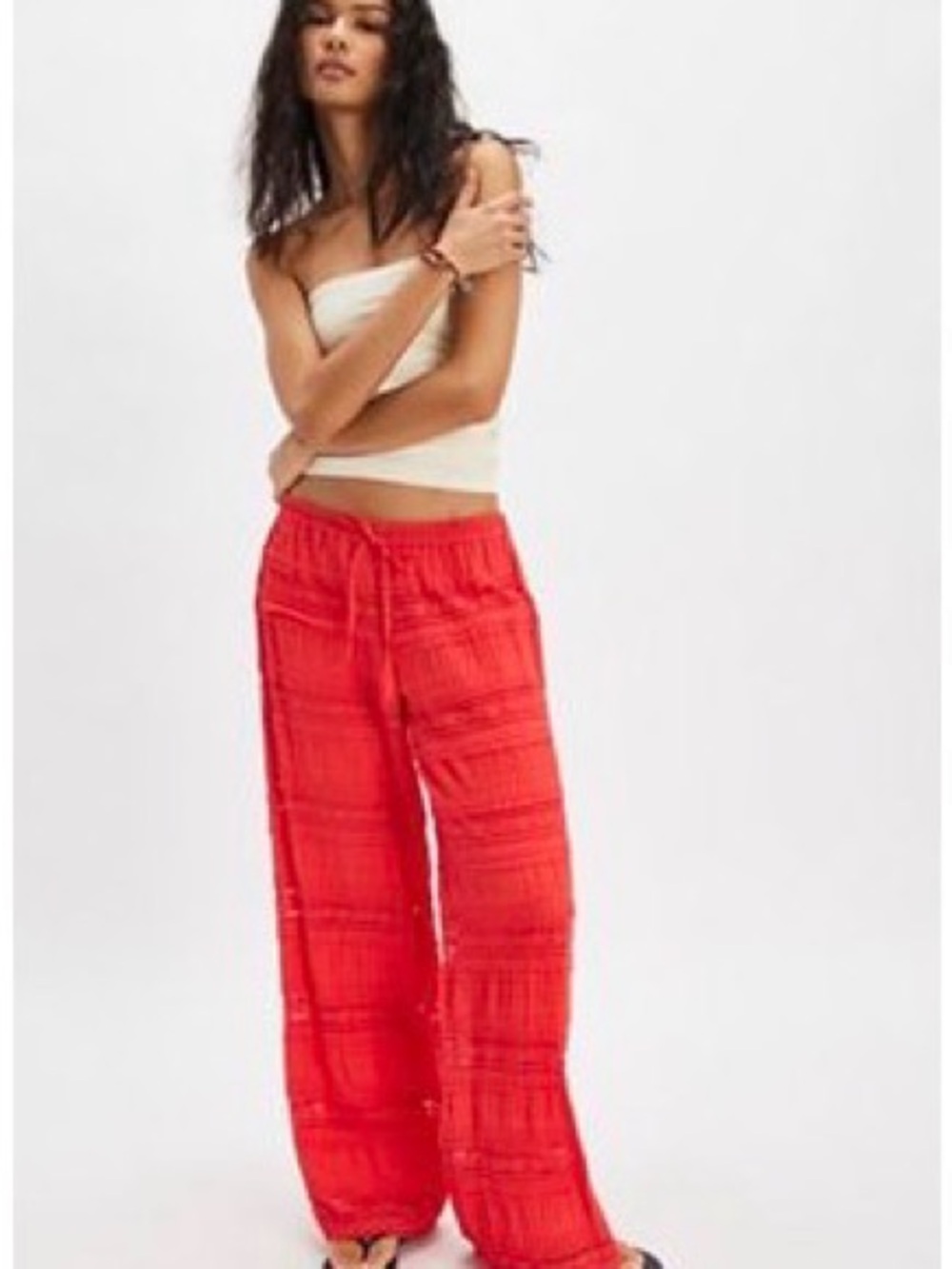 Free people Women's Red One Aiden Lace Pants size large NWT